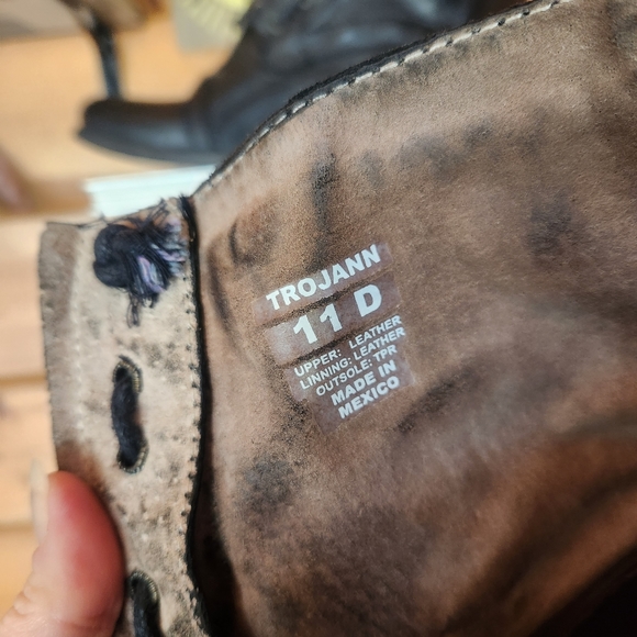 Steve Madden ๐ Trojann Black Leather Combat Boots Cap Toe Vertical Lace Men 11D - Picture 10 of 12